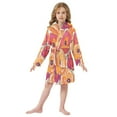 thumbnail image 6 of FORMRS Niños Bathrobe Unisex Hooded Robe Soft Plush Pajamas Sleepwear, Size 4-6T, Orange Hand Drawn Floral, 6 of 7