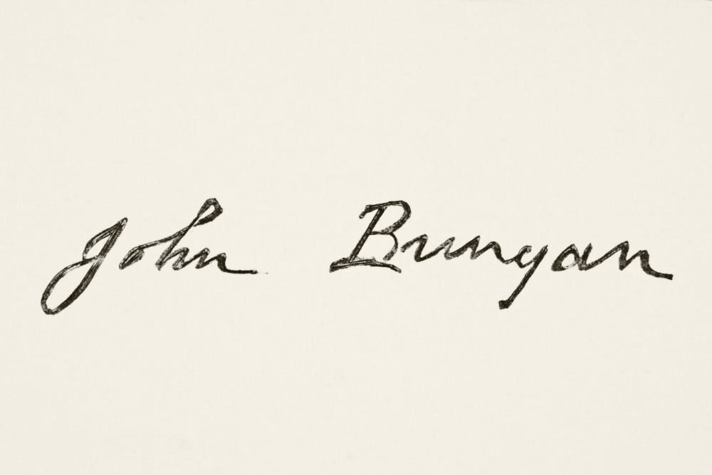 John Bunyan 1628 To 1688 English Writer And Preacher Author Of The Pilgrims Progress His Signature From The National And Domestic History Of England By William Aubrey Published London Circa 1890 Canva