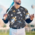 thumbnail image 6 of Daiia Space Cars Mens Baseball Jersey Button Down Shirts Short Sleeve Sports Uniforms-Small, 6 of 9