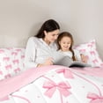 thumbnail image 5 of Castle Fairy Pink Ribbon Bow-Tie Full Size Comforter Sets,Dreamy Bowknot Bedding Sets, 5 of 8