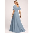thumbnail image 2 of Vestido de dama de honor Deamify 2025 largo con cuello en V en forma de pavo real para mujer, 2 of 7