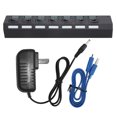 thumbnail image 4 of Concentrador USB 3.0 Divisor de alta velocidad de 7 puertos Conmutadores individuales Adaptador de corriente Extensión USB Concentrador USB alimentado FAGINEY 1, 4 of 7