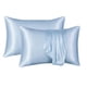 thumbnail image 1 of Juego de 2 fundas de almohada de satén azul cielo: fundas de almohada sedosas para cabello y piel. Fundas de almohada con cierre de sobre, similares a las fundas de almohada de seda., 1 of 4