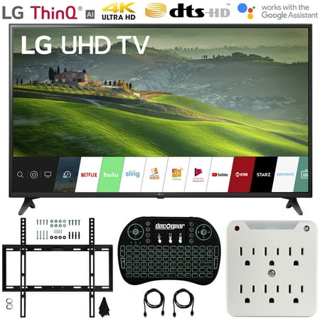 LG 49UM6900 49-inch HDR 4K UHD Smart IPS LED TV (2019) Bundle with Deco Mount Flat Wall Mount Kit, Deco Gear Wireless Backlit Keyboard and 6-Outlet Surge Adapter with Night (Best On Camera Led Light 2019)