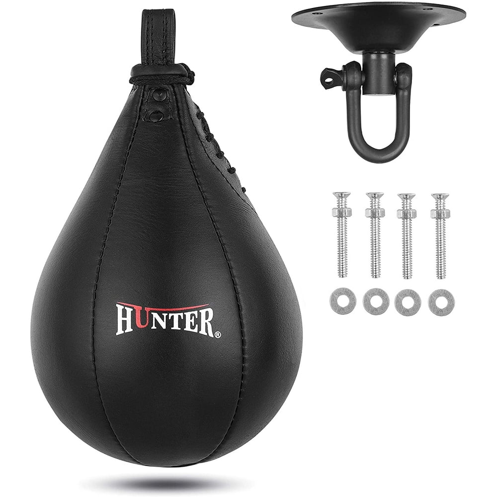 HUNTER Speed Ball Boxing Cow Hide Leather MMA Speed Bag Muay Thai