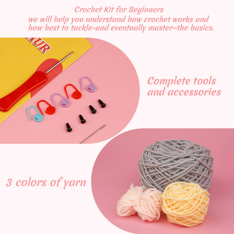 UzecPk Crochet Kit for Beginners, Beginner Crochet Kit for Adults, Crochet  Starter Kit with 10 Colors of Yarn, Crochet Stuffing, Crochet Keychain