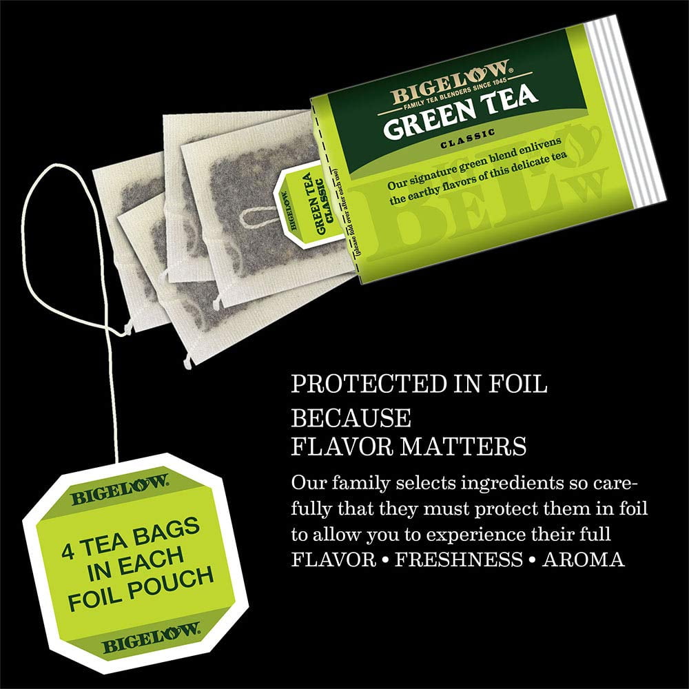 Bigelow Classic Green Tea Bags, 40-Count Boxes (Pack of 6), Caffeinated Green Tea, 240 Tea Bags Total