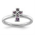 thumbnail image 5 of Auriga Fine Jewelry 925 Sterling Silver Rhodium Amethyst Cross Ring for Women Size 8, 5 of 6