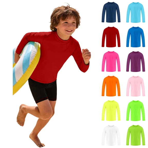 Boys Rash Gaurd Long Sleeve Sun Shirt Kids Swim Shirt Quick Dry Boys T Shirt 9-10 Years