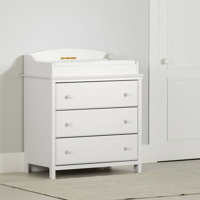 South Shore Cotton Candy 3-Drawer Changing Table, in Pure White