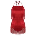 thumbnail image 5 of YiZYiF Womens Shiny Sequins Dance Leotard Backless Tassels Latin Jazz Dance Costume, 5 of 7