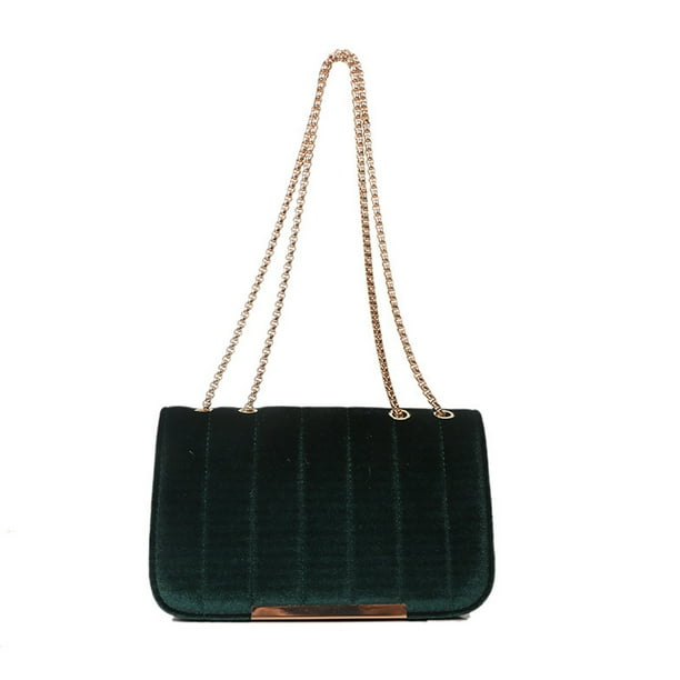 Bolso de mano pequeño cuadrado con cadena de terciopelo dorado Joker de  nueva tendencia, con línea de bordado rómbico, para colgar al hombro, color  - Main Image