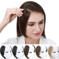 thumbnail image 1 of SEGO Clip in Hair Extensions Hair Bangs 100% Real Human Hair 2PCS French Bangs Wave Fringe Side Bangs Swept Natural Black Hair Piece, 1 of 6