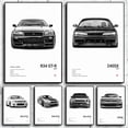 thumbnail image 2 of Póster de coche deportivo de lujo japonés en blanco y negro pop, R34 Gtr 240sx, impresión en lienzo para pared, decoración de garaje y habitación, 2 of 5