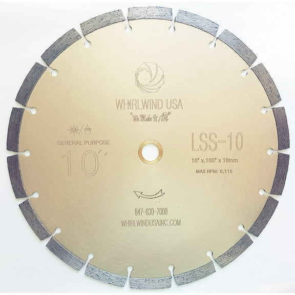 Whirlwind USA LSS 10 Inch Diamond Dry or Wet Cutting Saw Blade (10")