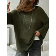 thumbnail image 6 of Womens Summer Scoop Neck Short Sleeve Sweater Casual Knit Tops Pullover Shirts Dark Green S, 6 of 8
