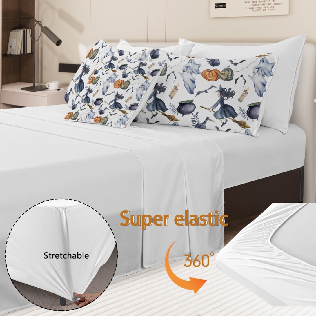 3 Pcs Halloween Duvet Cover Set, King Size Witch Pattern  Bedding Sets, Bedding Full Set, Pattern Bedding for Girls, Boys, Kids, Teen, Teenage