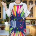 thumbnail image 6 of Colorful Paint Burst Pattern Apron-Garden Aprons for Women with Pockets-Cotton Linen Waterproof Kitchen Cooking Gardening Aprons Adjustable for Kitchen,Cooking,BBQ and Salon 33x27 Inch, 6 of 7