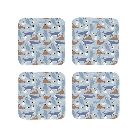 

Kdxio Seal Fox Seagull Whales Funny Coasters 4 Pcs Leather Coasters Housewarming Gifts Protect Furniture from Water Marks Scratch and Damage