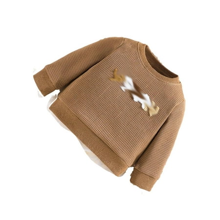 

Letter print Round Neck Pullovers Long Sleeve Coffee Brown Baby Sweatshirts (Baby s)