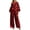 Wine, variant on Zynoxe Womens Two Piece Sets Fashionable Stripe One Shoulder Top Wide Leg Pants Suit Lightweight Lounge Sets for Women Versatile Solid Color Vacation Outfits S