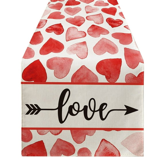 FYTPOV Valentines Day Decor Table Runner, Red Hearts Printed Table Runner for Wedding Party, Christmas Runner for Table Home Decor, 13x72 inch