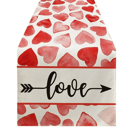 

Valentine s Day Table Flag Festival Decoration Love Little Gnome Pattern Linen Table Cloth 33 * 183Cm
