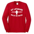 thumbnail image 2 of My Lifeguard Walks on Water Jesus Christ Bible | Mens Inspirational/Christian Long Sleeve T-Shirt, Red, Small, 2 of 3