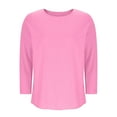 thumbnail image 6 of ShomPort Tshirts for Women Long Sleeve Solid Color Crew Neck Tops Casual Comfy Everyday Collarless Blouses, 6 of 6