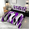 thumbnail image 3 of Manfei Abstract Wave Stripe Queen Comforter Set, Geometric Line Comforter Sets Queen, Purple, Black and White, Black Reversible 3pcs, 1 Comforter and 2 Pillowcases, 3 of 6