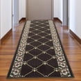 thumbnail image 6 of Custom Size Runner Rug Fleur De Lis French Design Brown Color 26 or 31 inch Wide Pick Your Length Non-Slip Rubber Backing Stair Runner, 6 of 6