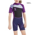 thumbnail image 4 of Soidarity Traje de neopreno para niños Ropa de buceo profesional Mangas cortas protectoras Niños Niñas Ropa de baño para piscina Ropa de playa Deportes acuáticos Negro + Morado L Soidarity OD003692-13, 4 of 5