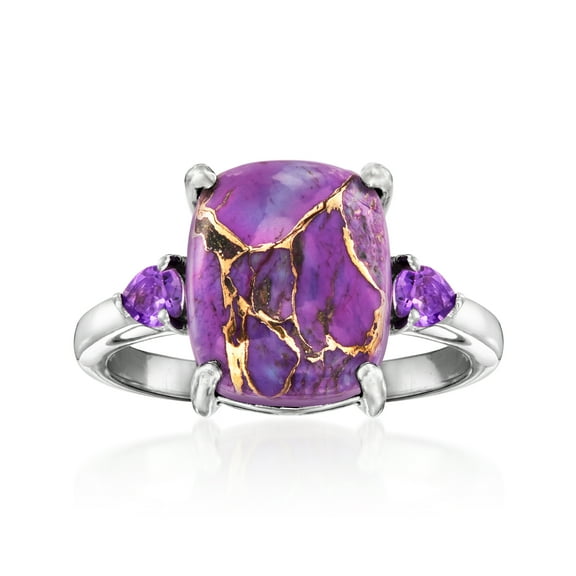 Ross-Simons Purple Turquoise and .20 ct. t.w. Amethyst Ring in Sterling Silver, Women's, Adult
