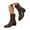 Brown, variant on Oyedens Mid Calf Boots for Women Fashion Slouch Leather Low Heels Winter Fall Short Booties