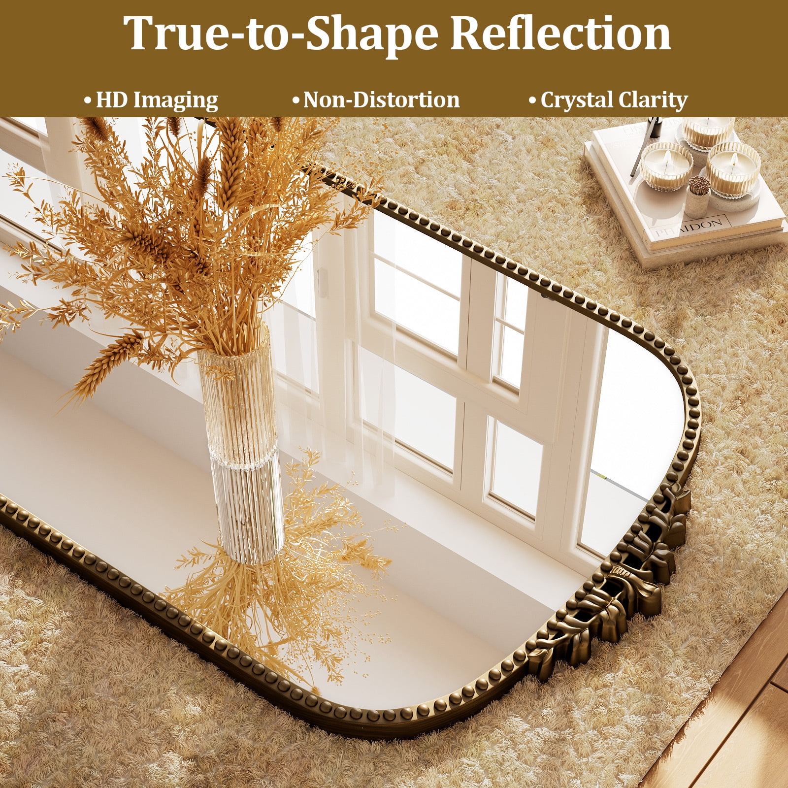 ‌Auromir‌ 28"x69" Antique Full Length Arched Mirror Traditional Baroque Floor Vintage Mirror,Antique Bronze
