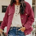 thumbnail image 3 of Women's Casual Lapel Loose Button Down Long Sleeve Corduroy Jacket with Pockets, 3 of 9