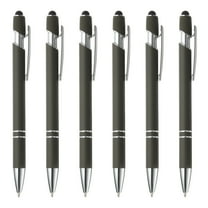 Ballpoint Pen with Stylus Tip, 6Pcs 2 in 1 Metal Pen Black Ink 1.0mm Medium Point Stylus Pen for Touch Screens Style 3, Gray