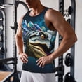 thumbnail image 5 of Gukieu Starry Sky Colorful Crocodile Print Men's Quick Dry Fitness Vest, Round Neck Sleeveless Fitness Bodybuilding Top-Small, 5 of 7