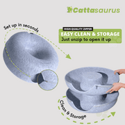 Cattasaurus Dome Donut Cat Cave Tunnel Bed, Light Gray, Large