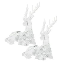 BESTYASH 2Pcs Acrylic Reindeer Figurines Clear Deer Statue Christmas Tabletop Centerpiece Decoration