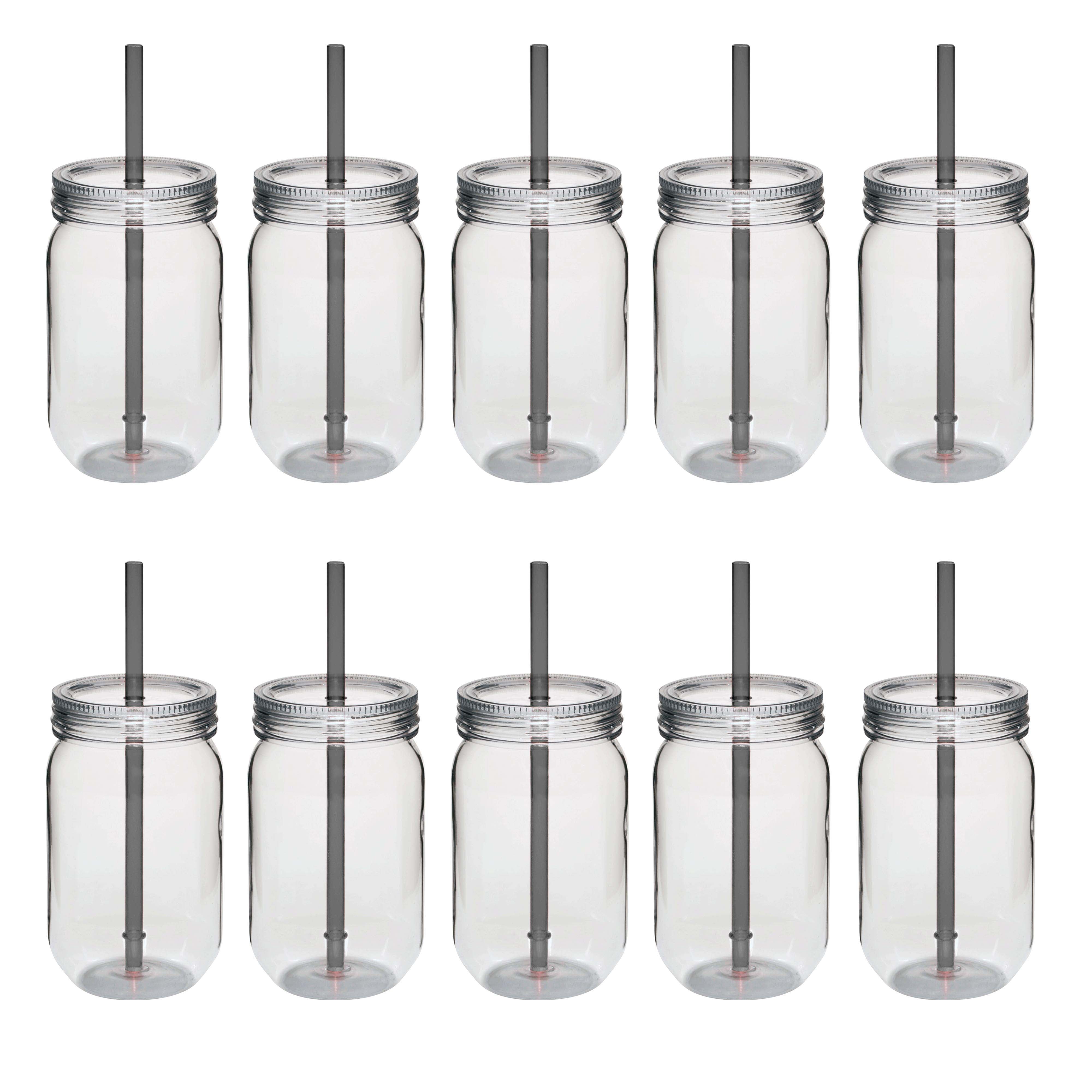 24 oz plastic mason jars with straw | Plum Grove