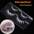 thumbnail image 2 of Pestañas postizas blancas creativas para fiesta de Halloween, extensión de pestañas superiores e inferiores, maquillaje de pestañas naturales suaves y Wispy, 2 pares, 2 of 5