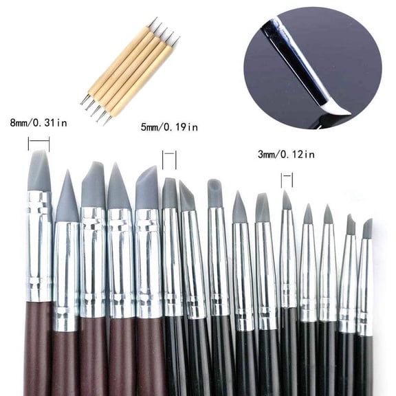 20 Clay Sculpture Tools Silicon Color Shapers Painting Brushes , Shaping, Modeling, Carving Set for Pottery, Sculpture