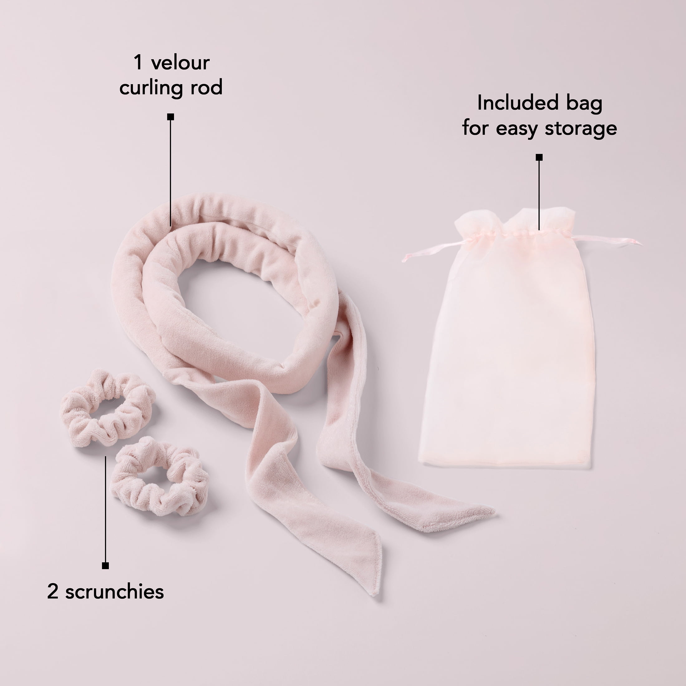 The Hair Edit Heatless Soft Ribbon Curl Set, Pink