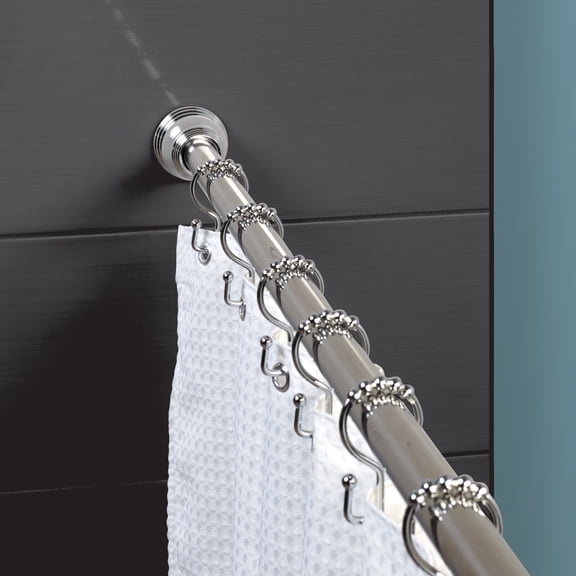 Zenna Home Ultimate Rustproof Steel Dual-Mount Chrome Shower Curtain Rod, 44 - 72", and 12 Rings Set