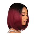 thumbnail image 2 of Peluca con diadema Fashion Idol Bob para mujer (negro degradado burdeos), aproximadamente 35 cm, peluca frontal sin encaje, cabello sintético, fibra resistente al calor, 2 of 5