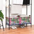 thumbnail image 3 of Yayeee Foldable Storage Basket for Shelves with Handles Waterproof Cloth Bins, White Vibrant Flowers, 3 of 7