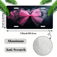 thumbnail image 2 of 1 Pcs 2D Flat License Plate Covers & Frames, Pink Bow with Smoke For Decorative Front, Waterproof For Decoration Aluminum License Plate Covers & Frames Cover For Men Women, 12" X 6", 2 of 7