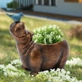 thumbnail image 4 of LuxenHome Brown MgO Hippo and Bluebird Flower Pot Planter, 4 of 10