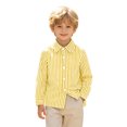 thumbnail image 4 of Tiijoy Kids Long Sleeve Striped Shirt Boys Girls Button Down Shirt Top, Yellow, Sizes 4-13, 4 of 5